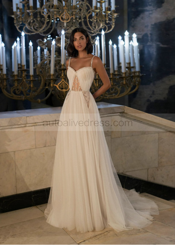 Beaded Ivory Glitter Tulle Fabulous Wedding Dress